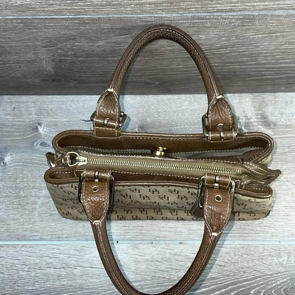 Dooney & Bourke Signature Monogram Canvas Small Buckle Satchel 8.5”x 4”x 12.5”